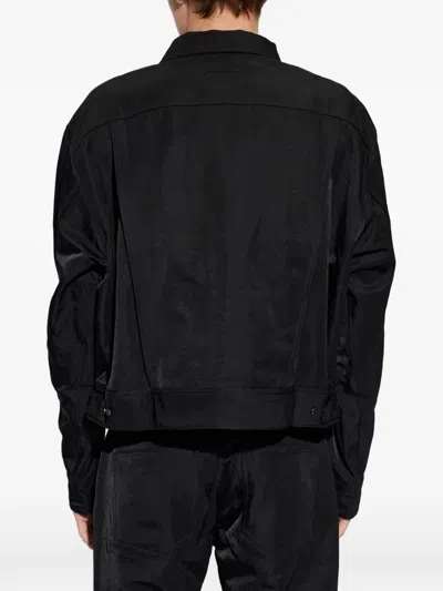 Essentials Black Textured Nylon Trucker Jacket In Black