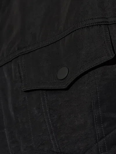 Essentials Black Textured Nylon Trucker Jacket In Black