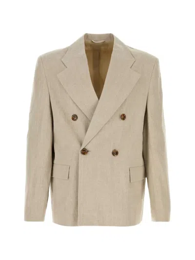 Séfr Donovan Linen Blazer Double Breasted Design In Neutral