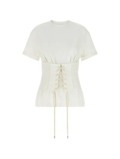 Alexander Mcqueen Mcqueen Cotton Jersey Corset T-shirt In White