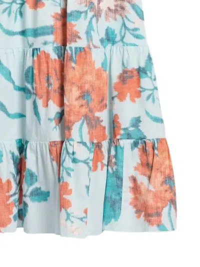Erdem Floral Print Cotton Tiered Mini Dress In Multi