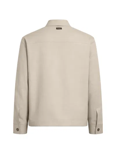 Peserico Boxy Linen Button Down Jacket In Neutral