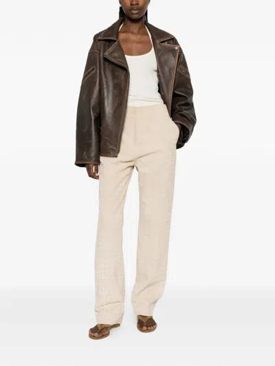 Ducie Samantha Distressed Jacket In Brown