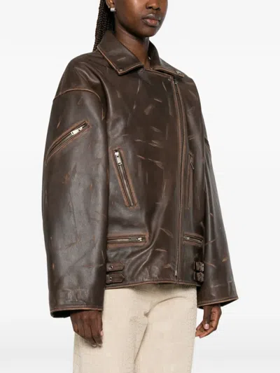 Ducie Samantha Distressed Jacket In Brown