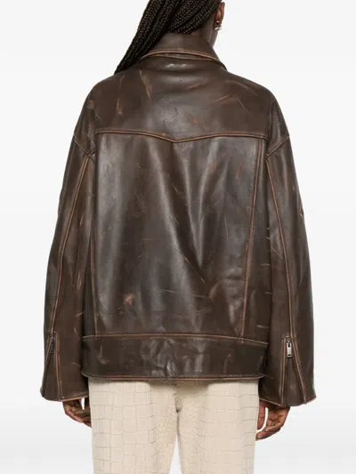 Ducie Samantha Distressed Jacket In Brown