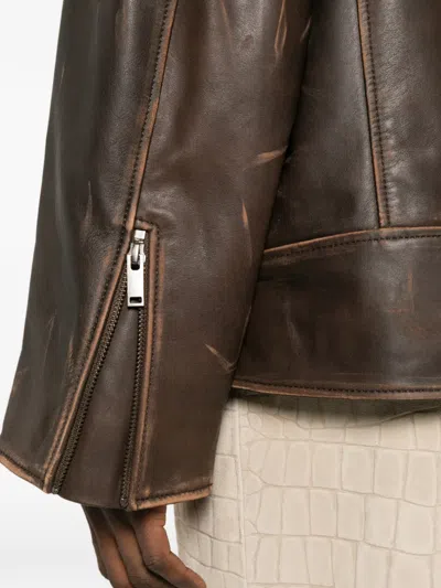 Ducie Samantha Distressed Jacket In Brown
