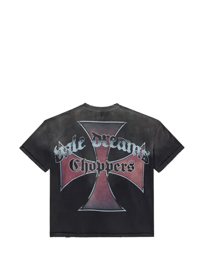 Vale Chopper Distressed-effect Cotton T-shirt In Black