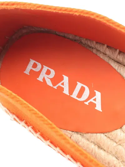 Pre-owned Prada Triangle Logo Canvas Espadrilles In Orange