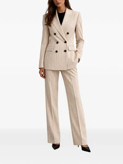 Room76 Double-breasted Pinstripe-pattern Suit In Neutral