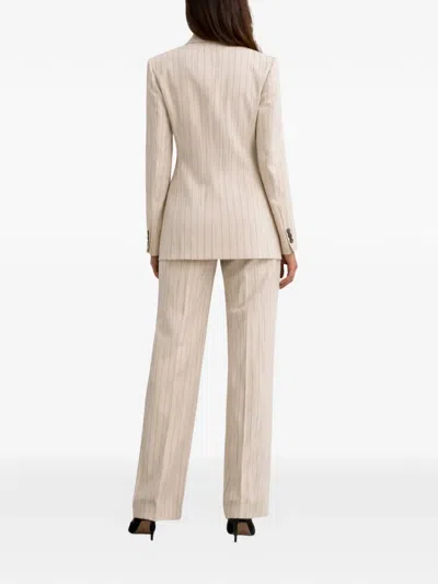 Room76 Double-breasted Pinstripe-pattern Suit In Neutral
