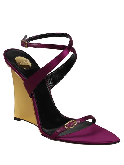 Saint Laurent Open Toe Wedge Sandals In Multi