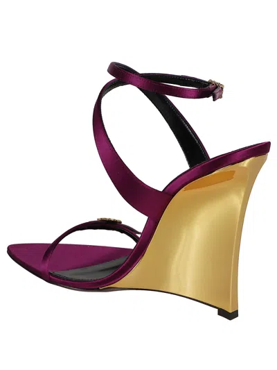 Saint Laurent Open Toe Wedge Sandals In Multi
