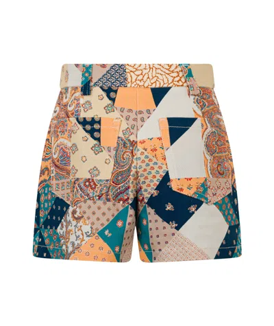 Etro Patchwork-print Shorts In Multi