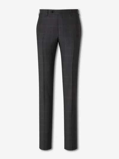 Canali Check-pattern Single-breasted Suit In Gray
