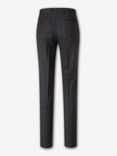 Canali Check-pattern Single-breasted Suit In Gray