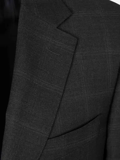 Canali Check-pattern Single-breasted Suit In Gray