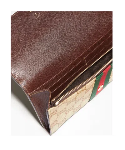Gucci Long Wallet With Web In Blue