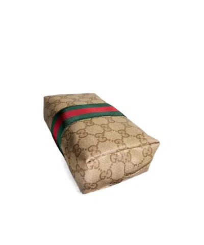 Gucci Medium Cosmetic Case With Web In Brown