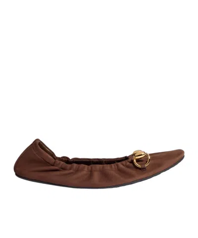 Gucci Light Brown Solid Ballet Flats In Brown