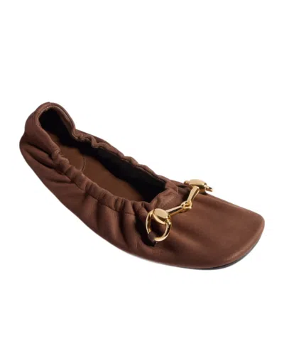 Gucci Light Brown Solid Ballet Flats In Brown
