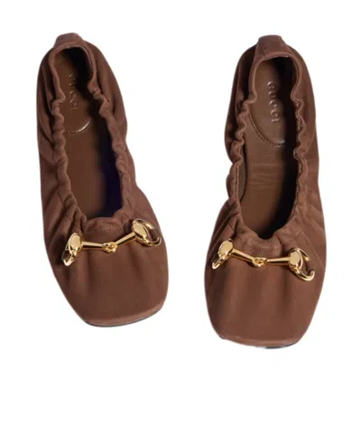 Gucci Light Brown Solid Ballet Flats In Brown