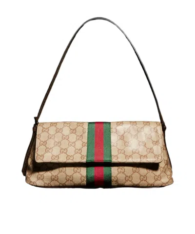Gucci Medium Shoulder Bag With Web In Brown