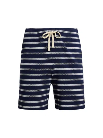 Polo Ralph Lauren Cotton Club Bar Stripe Textured Pull On Short In Blue