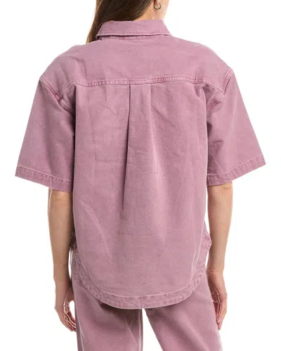 Faherty Sunwashed Short Sleeve Canvas Overshirt In Pink