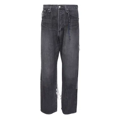 Mastermind Japan Patchwork Jacquard Straight Denim In Black
