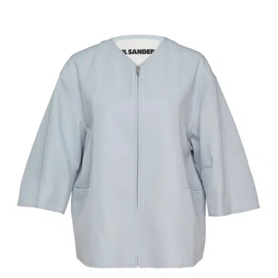 Jil Sander Sharp Wool Gabardine Jacket In Blue