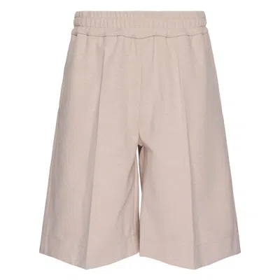 Jil Sander Technical Compact Cotton Shorts In Brown