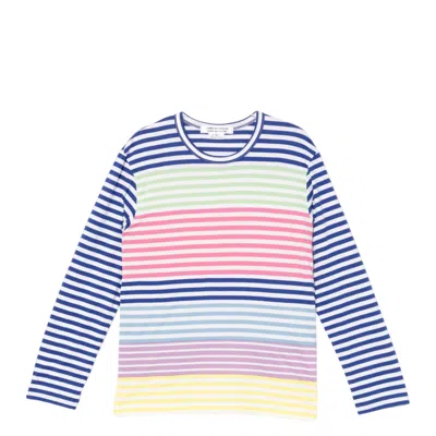 Comme Des Garçons Cotton Stripe Colored Pattern Tee In Multi