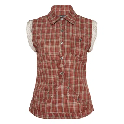 Andersson Bell Check-pattern Sleeveless Shirt In Brown