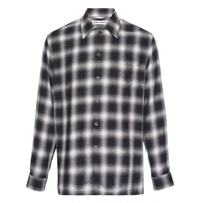 Our Legacy Every Shirt Reno Cowboy Relaxedfit Checked Viscose Shirt In Black