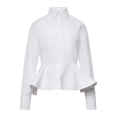 Stella Mccartney Womens Pure White Peplum-waist Tailored Cotton Shirt