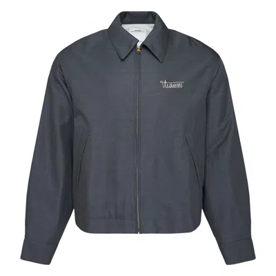Visvim Kluane Swing Embroidered-logo Jacket In Gray