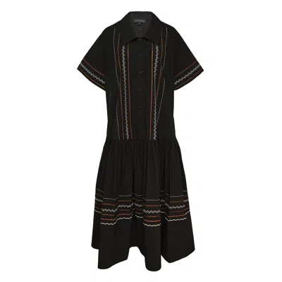 Lee Mathews Broderie-anglaise Drop-waist Dress In Black