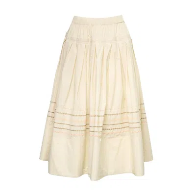 Lee Mathews Broderie-anglaise Pleated Skirt In Neutral