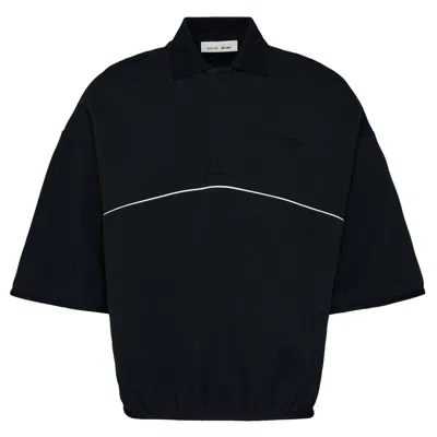 Essentials Piped Polo-style Sweatshirt In Black