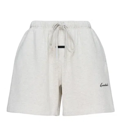 Essentials -embroidered Shorts In Neutral