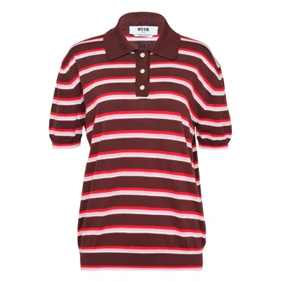 Msgm Striped-knit Sweater In Red