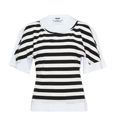 Msgm Striped Layered T-shirt In White