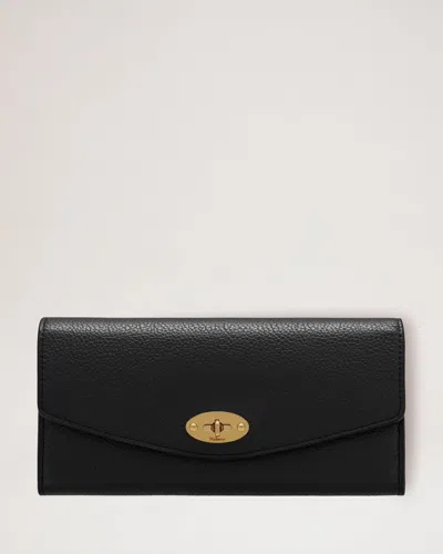 Mulberry Darley Black Clutch With Chain Shoulder Strap In Hammered Leather Woman