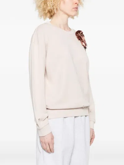 Pinko Distressed Sweatshirt In White