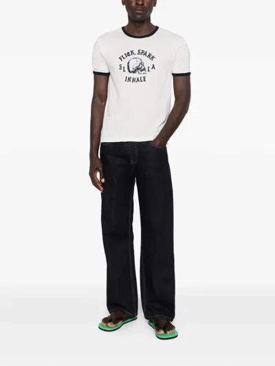 Second / Layer Second Layer Flick Spark Inhale Cotton Ringer T-shirt In White