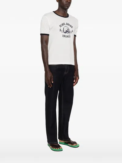 Second / Layer Second Layer Flick Spark Inhale Cotton Ringer T-shirt In White