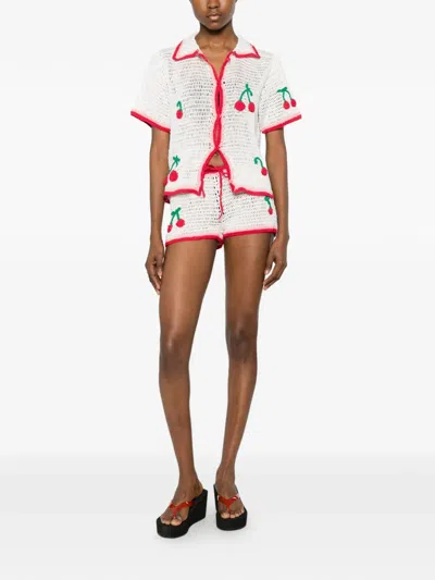 Leslie Amon La Ruby Crochet Shirt In Multi