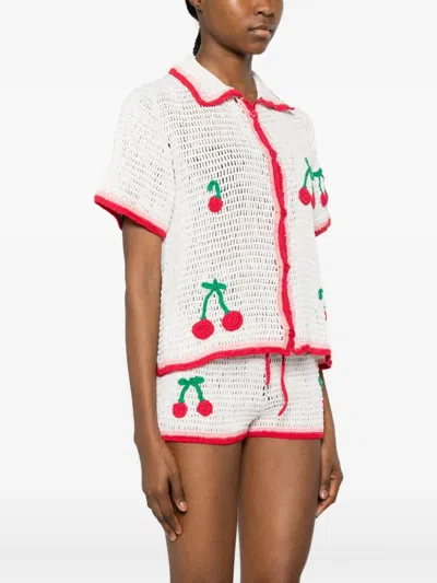 Leslie Amon La Ruby Crochet Shirt In Multi