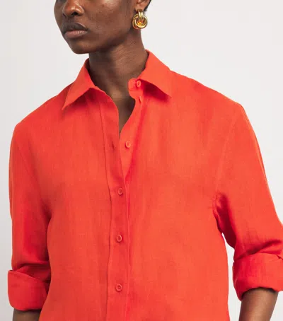 Eres Linen Button-front Shirt In Red