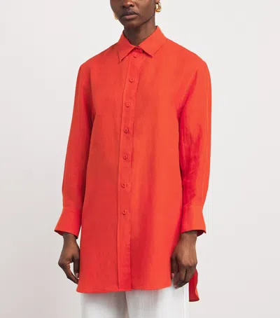 Eres Linen Button-front Shirt In Red